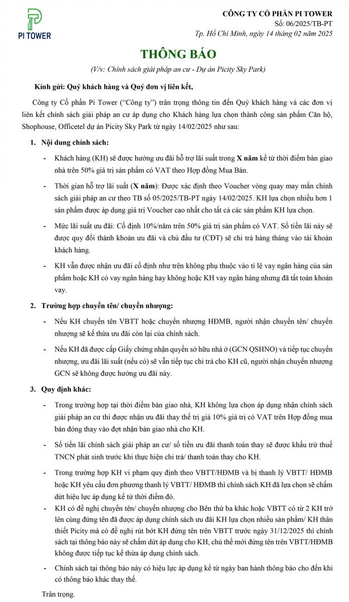 chương trình chiết khấu picity sky park